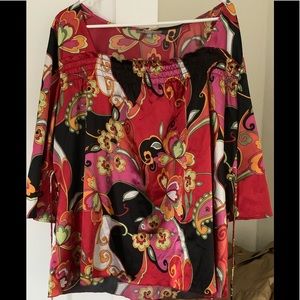 NY Collection Women’s Satin Aloha Top, 1X